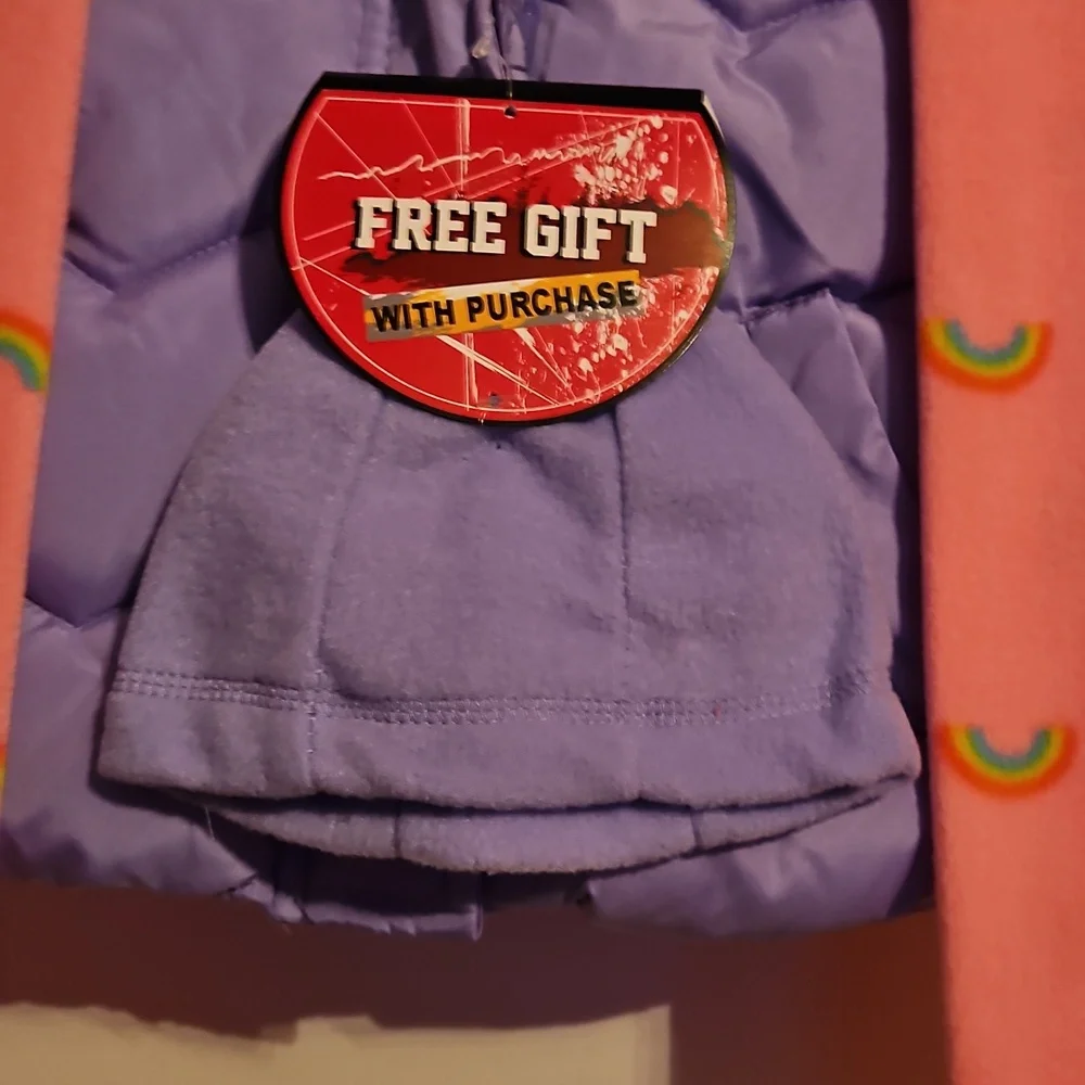 Girls 2T Purple & pink Puffer Jacket with Pink Scarf NWT